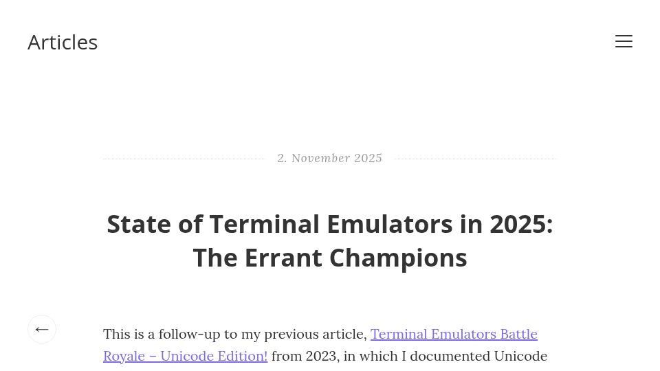 Screenshot of jeffquast.com: State of Terminal Emulators in 2025: The Errant Champions