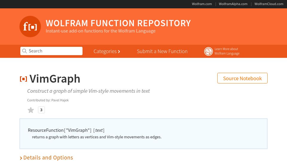 Screenshot of resources.wolframcloud.com: VimGraph
