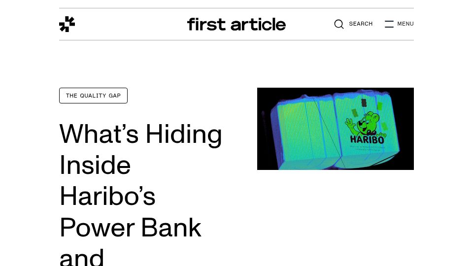 Screenshot of lumafield.com: What's Hiding Inside Haribo's Power Bank and Headphones?