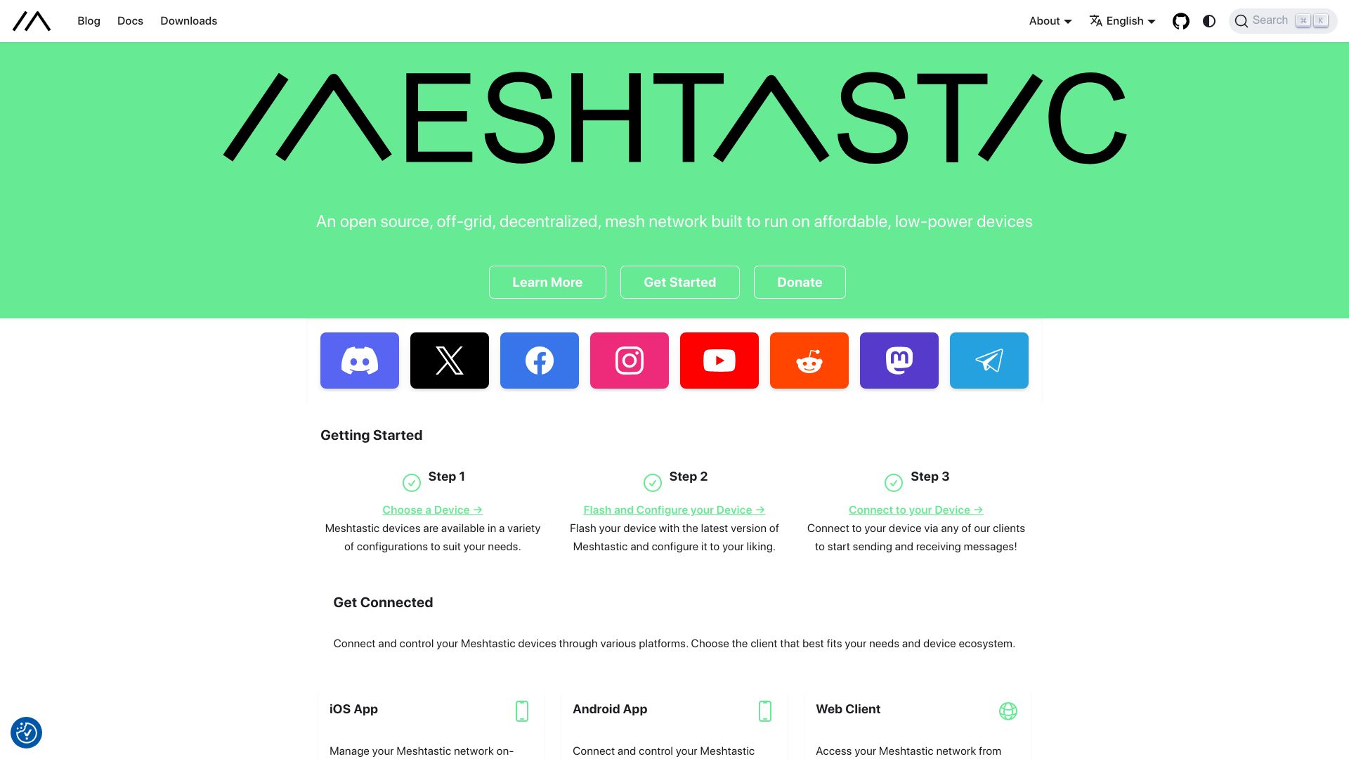 Screenshot of meshtastic.org: Meshtastic