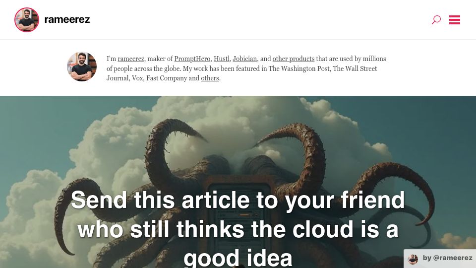 Screenshot of rameerez.com: I took all my projects off the cloud, saving thousands of dollars