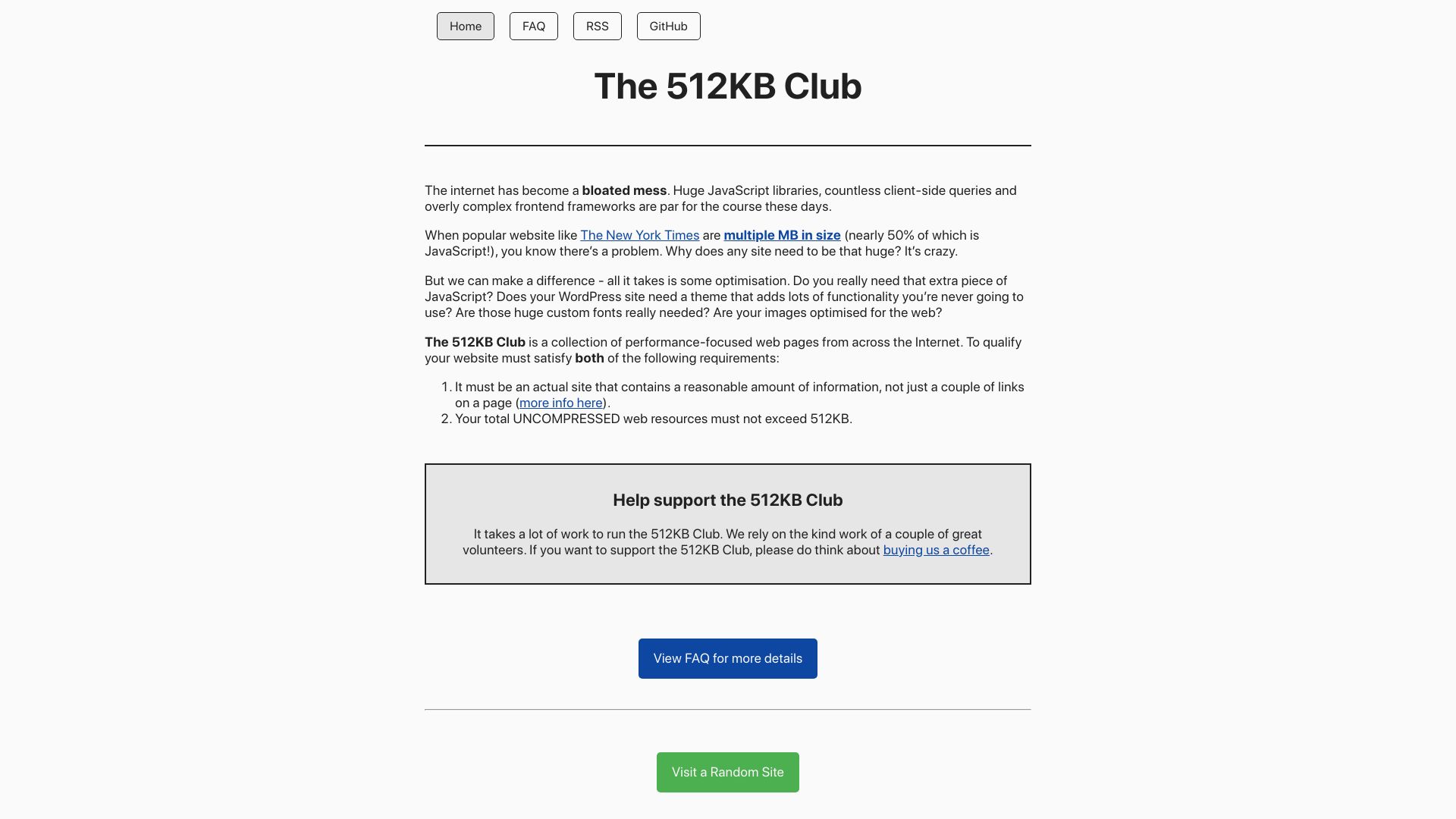 Screenshot of 512kb.club: The 512KB Club