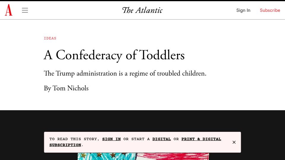 Screenshot of theatlantic.com: A Confederacy of Toddlers
