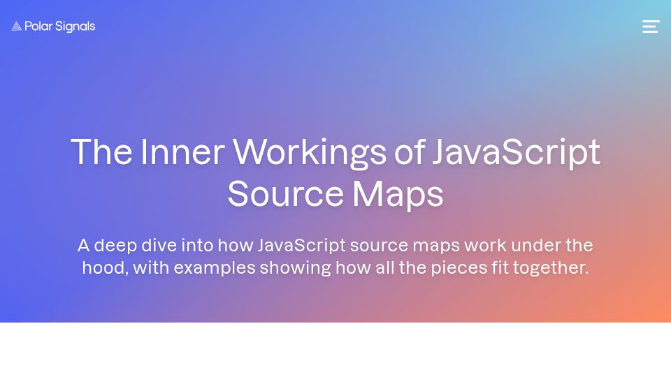 Screenshot of polarsignals.com: How devtools map minified JS code back to your TypeScript source code