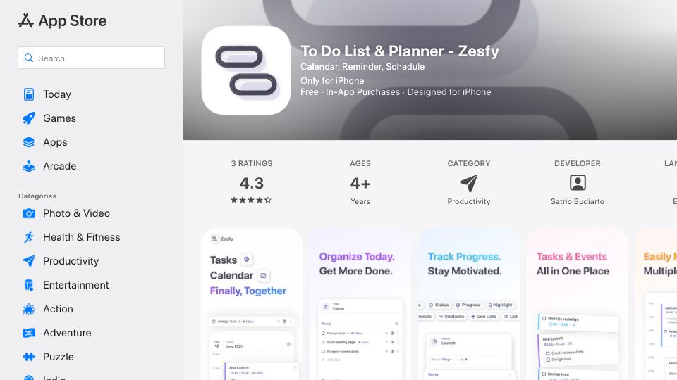 Screenshot of apps.apple.com: Show HN: I built a local-first daily planner for iOS