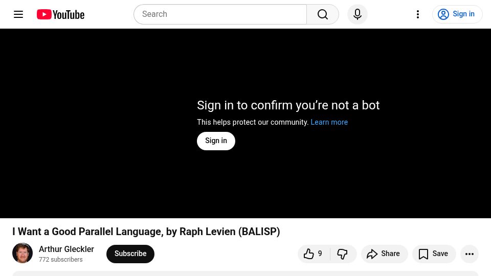 Screenshot of youtube.com: I want a good parallel language [video]
