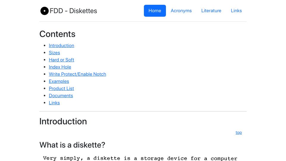Screenshot of retrocmp.de: FDD – Diskettes