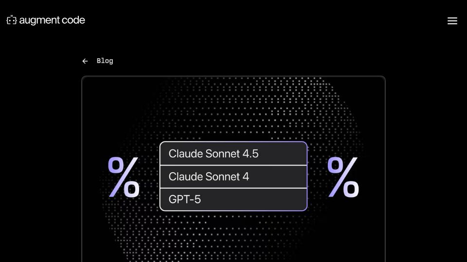 Screenshot of augmentcode.com: Developers are choosing older AI models