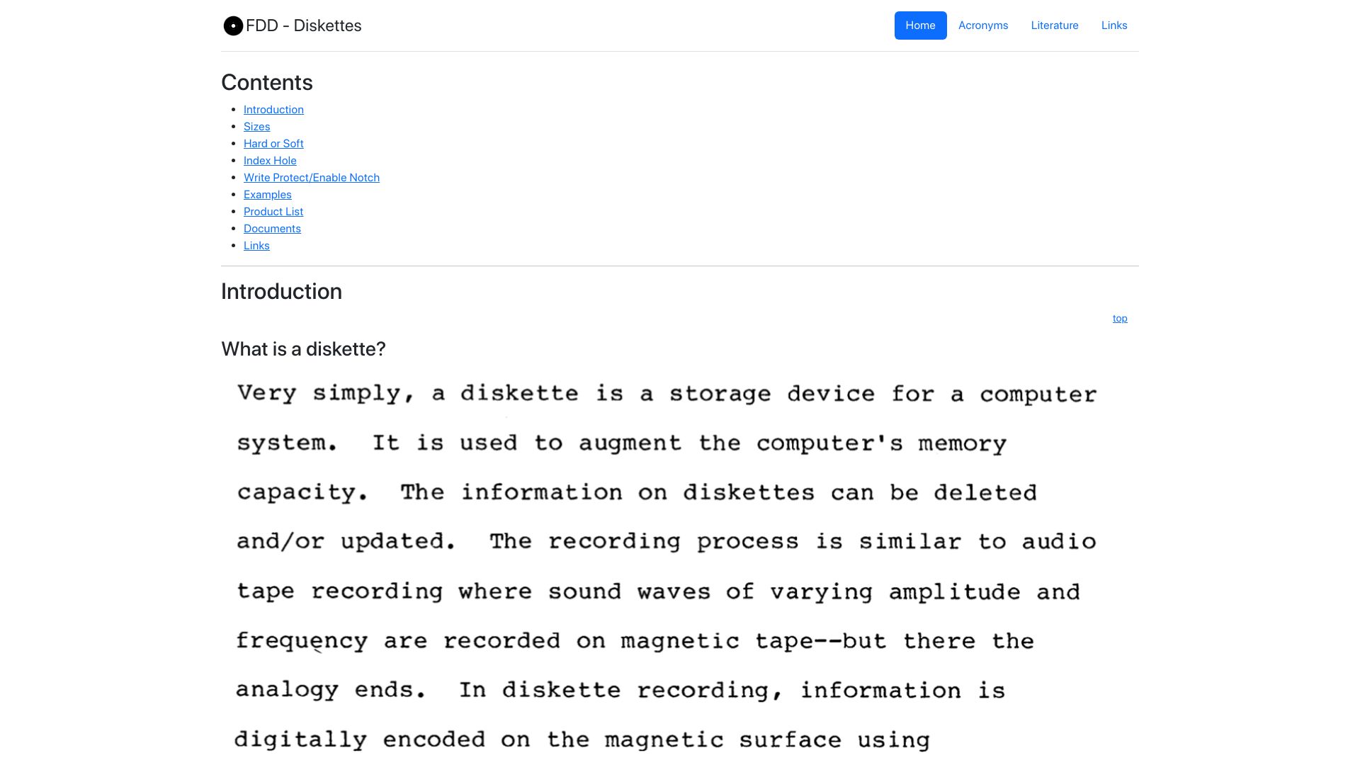 Screenshot of retrocmp.de: FDD – Diskettes