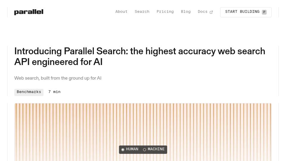 Screenshot of parallel.ai: The Parallel Search API