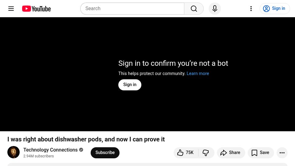 Screenshot of youtube.com: I was right about dishwasher pods and now I can prove it [video]