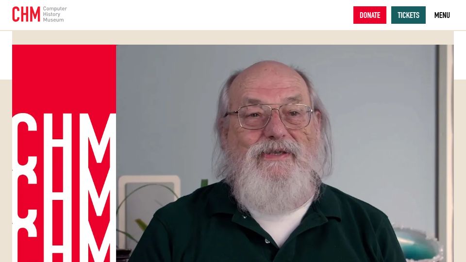 Screenshot of computerhistory.org: A new oral history interview with Ken Thompson