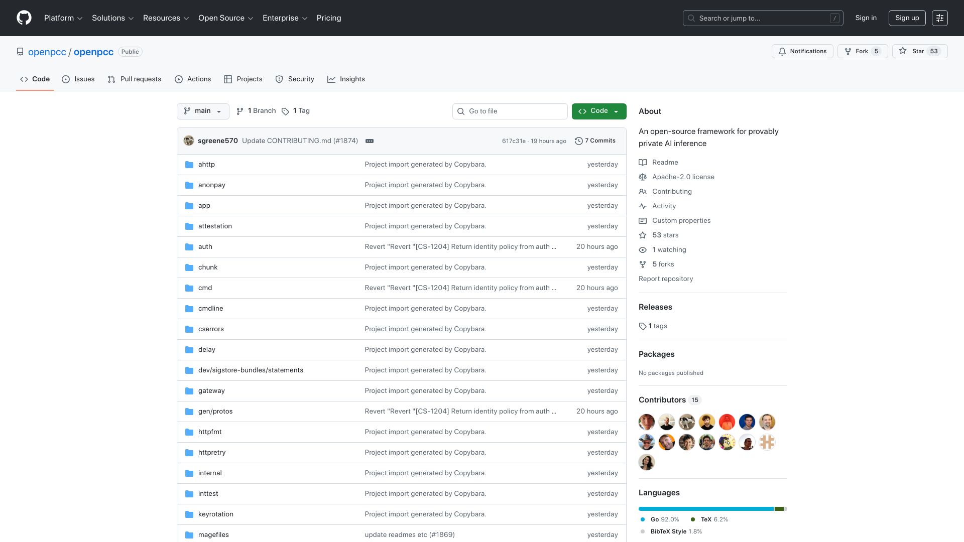 Screenshot of github.com: Open Source Implementation of Apple's Private Compute Cloud
