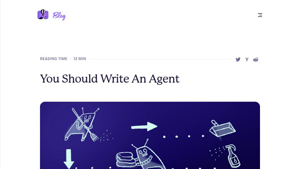 Screenshot of fly.io: You should write an agent