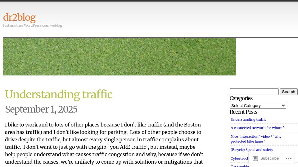 Screenshot of dr2chase.wordpress.com: Understanding traffic