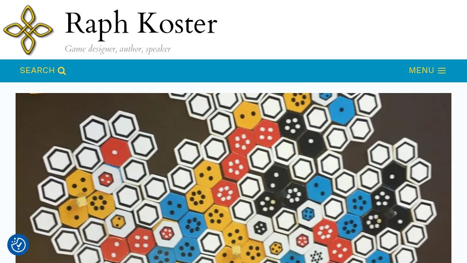 Screenshot of raphkoster.com: Game design is simple