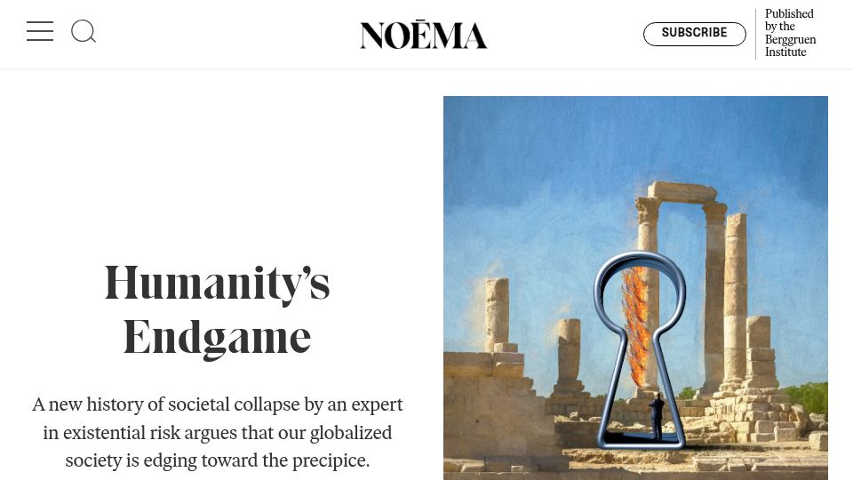 Screenshot of noemamag.com: Humanity's Endgame