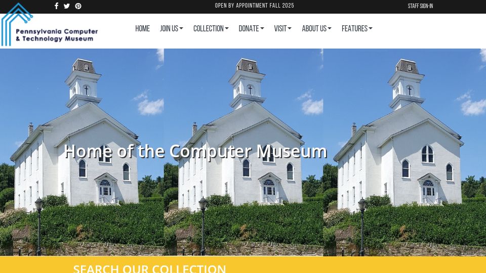 Screenshot of thecomputerchurch.org: The Computer Church – Pennsylvania Computer and Technology Museum