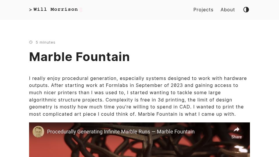 Screenshot of willmorrison.net: Marble Fountain