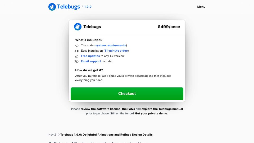Screenshot of telebugs.com: Show HN: I built a self-hosted error tracker in Rails