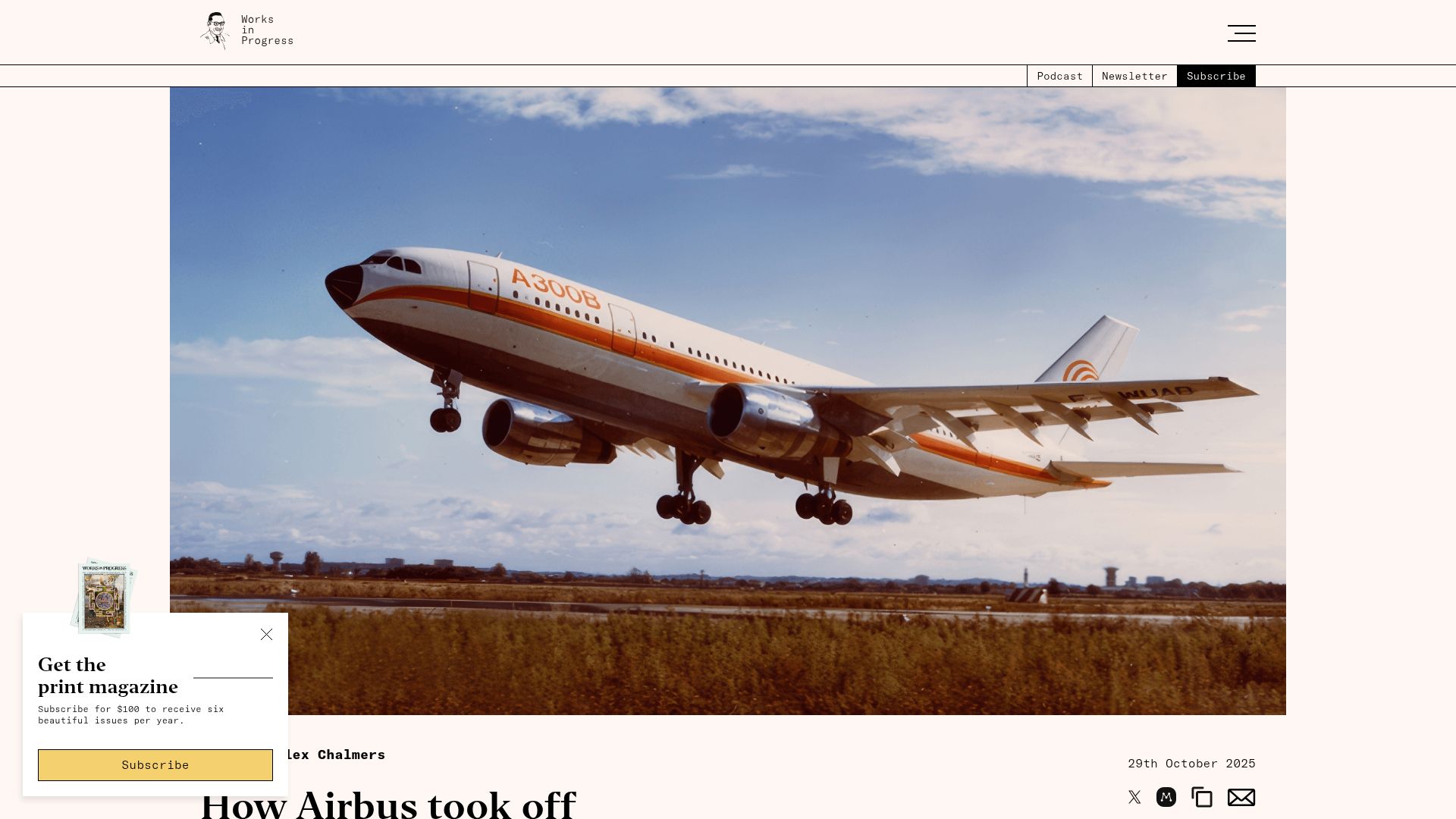 Screenshot of worksinprogress.co: How Airbus took off