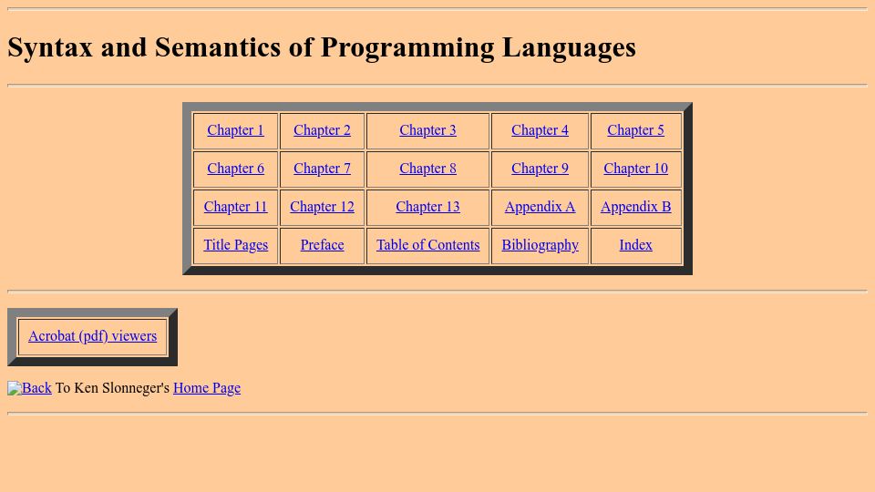 Screenshot of homepage.cs.uiowa.edu: Syntax and Semantics of Programming Languages