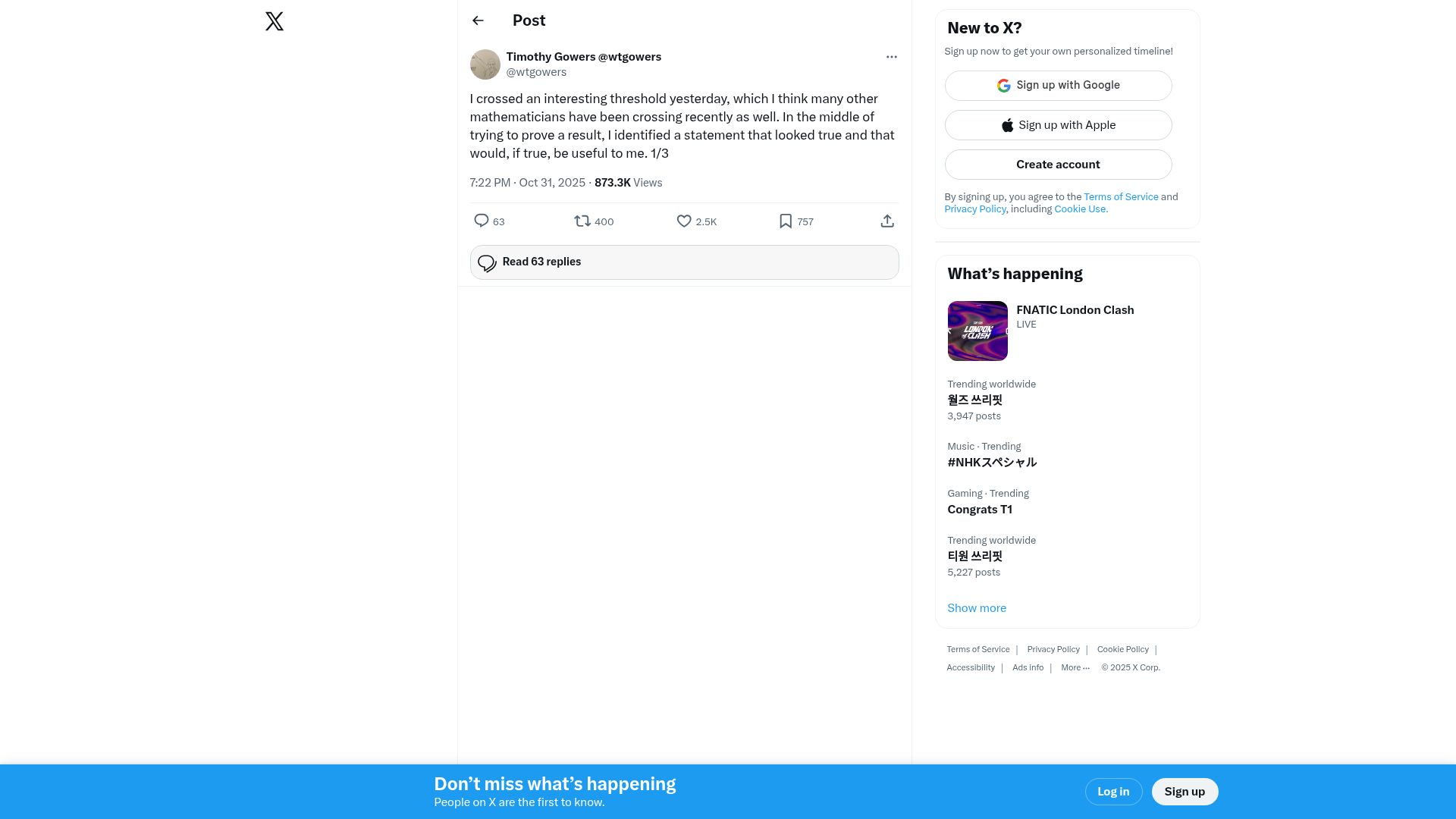 Screenshot of twitter.com: "Our research is greatly sped up by AI but AI still needs us"
