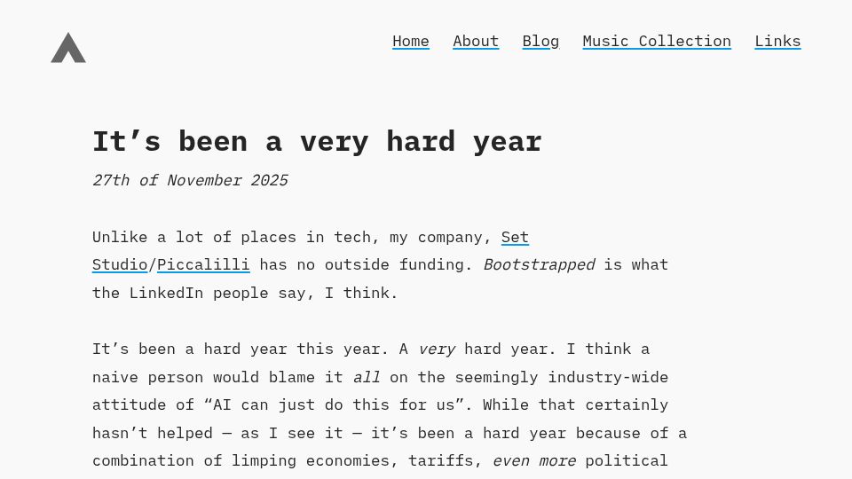 Screenshot of bell.bz: It’s been a very hard year