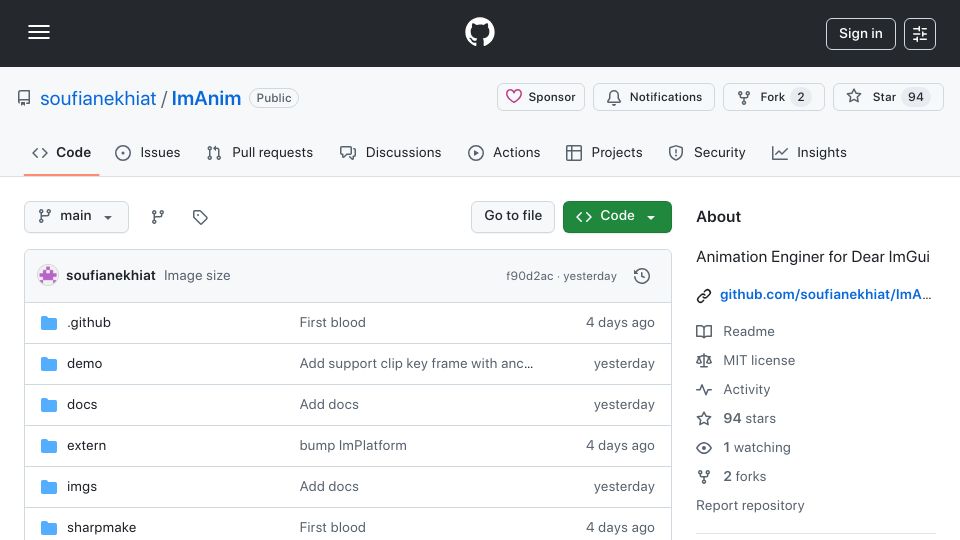 Screenshot of github.com: ImAnim: Modern animation capabilities to ImGui applications
