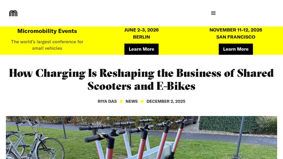 Screenshot of micromobility.io: Passing the Torch: James Gross on the Next Chapter of Micromobility Industries