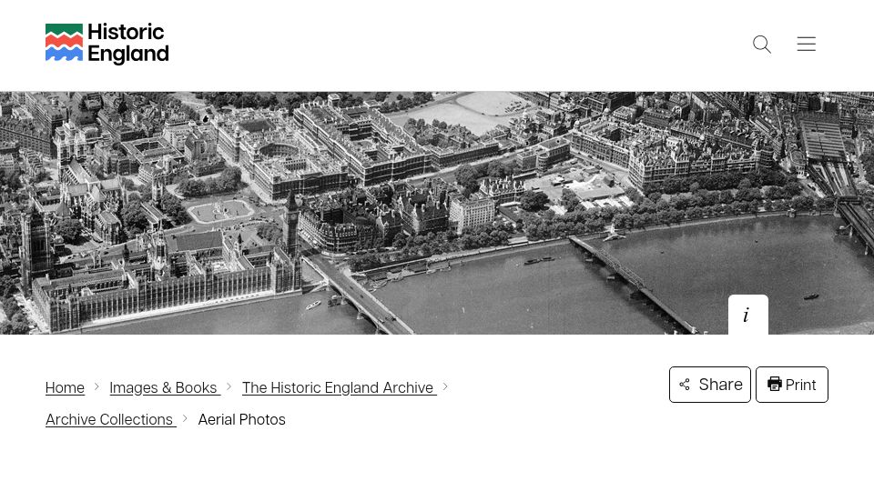 Screenshot of historicengland.org.uk: England Historic Aerial Photo Explorer