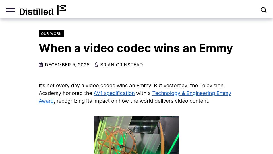 Screenshot of blog.mozilla.org: When a video codec wins an Emmy