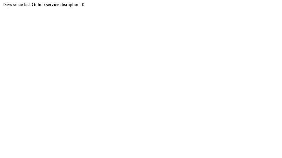 Screenshot of github-incidents.pages.dev: Days since last GitHub incident