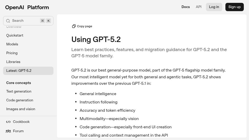 Screenshot of openai.com: GPT-5.2