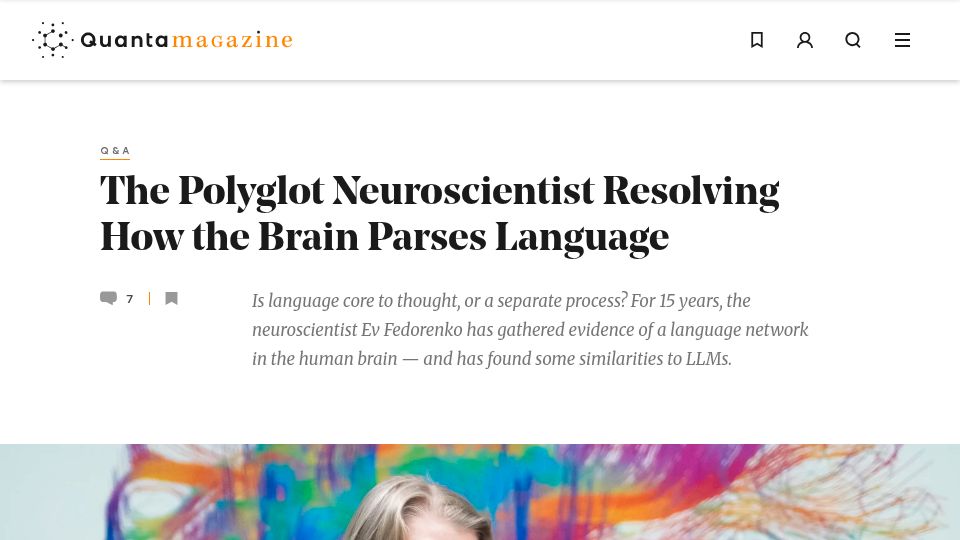 Screenshot of quantamagazine.org: How the Brain Parses Language