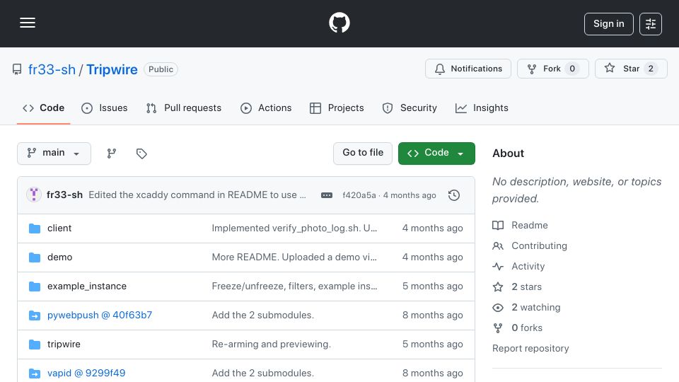 Screenshot of github.com: Show HN: Tripwire: A new anti evil maid defense