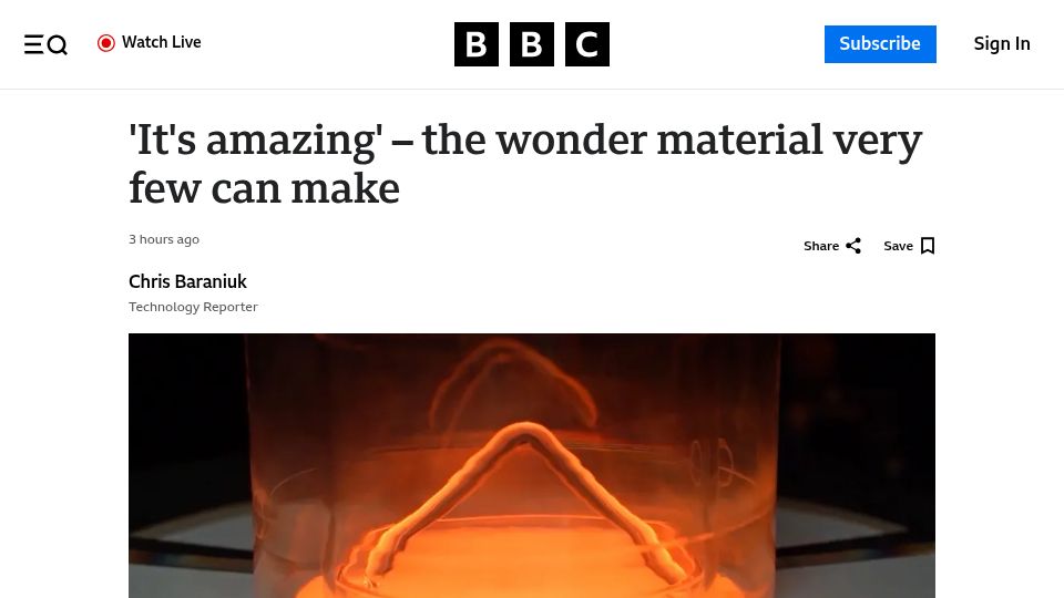 Screenshot of bbc.com: Cadmium Zinc Telluride: The wonder material powering a medical 'revolution'