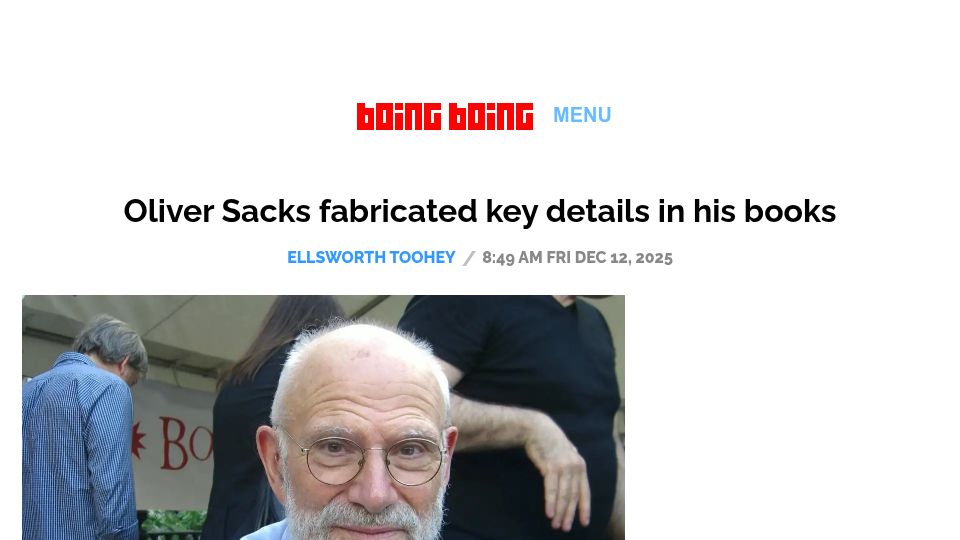 Screenshot of newyorker.com: Oliver sacks put himself into his case studies. What was the cost?