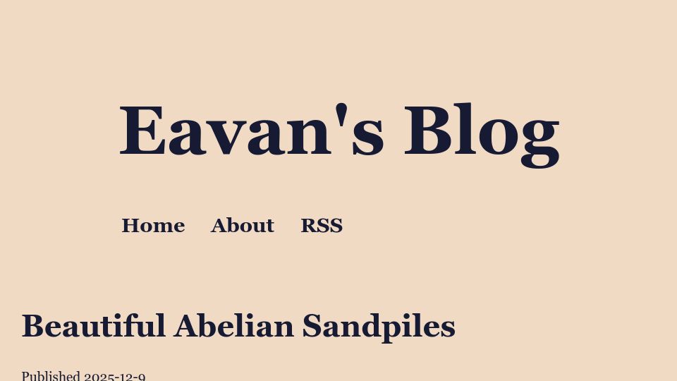 Screenshot of eavan.blog: Beautiful Abelian Sandpiles
