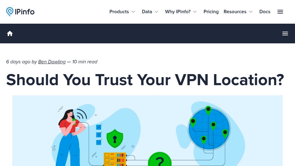Screenshot of ipinfo.io: VPN location claims don't match real traffic exits