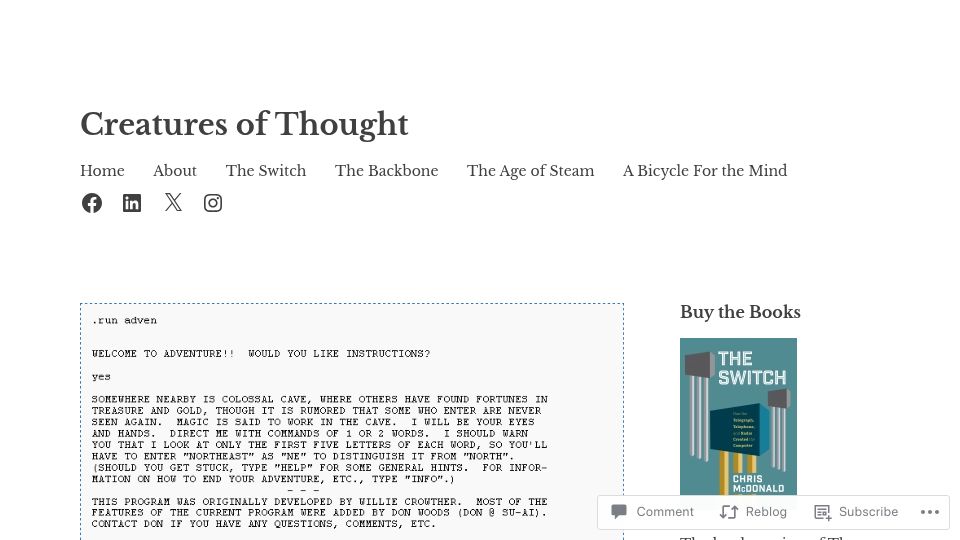 Screenshot of technicshistory.com: The Rise of Computer Games, Part I: Adventure