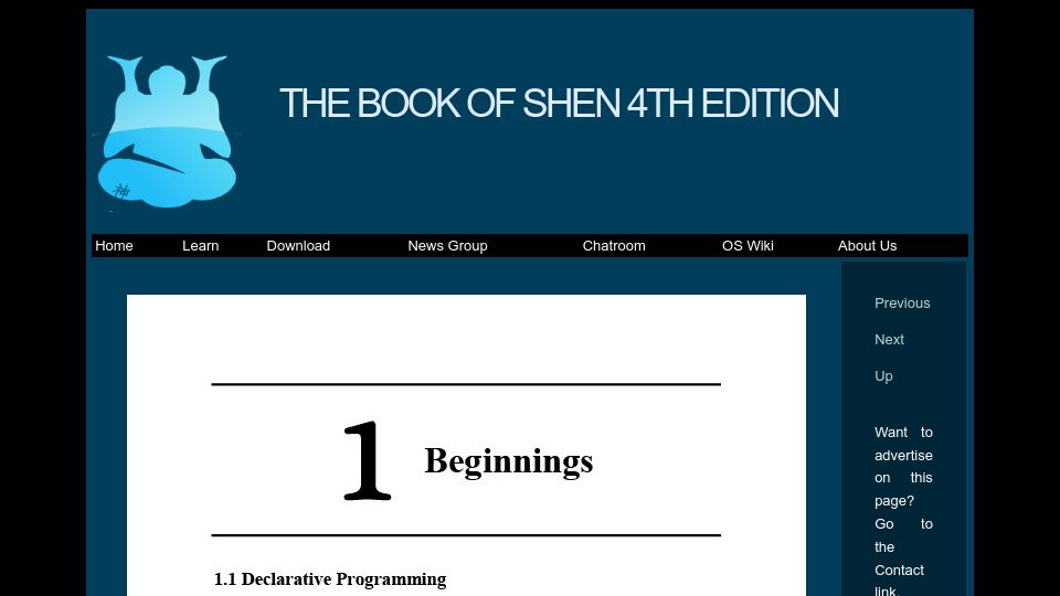 Screenshot of shenlanguage.org: History of Declarative Programming (2021)