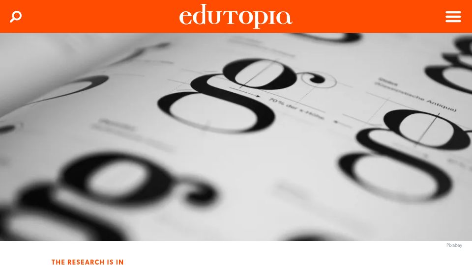 Screenshot of edutopia.org: Do dyslexia fonts work? (2022)