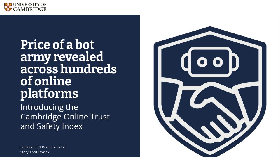 Screenshot of cam.ac.uk: Price of a bot army revealed across online platforms