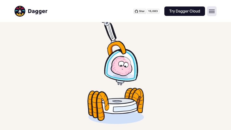 Screenshot of dagger.io: Dagger: Define software delivery workflows and dev environments