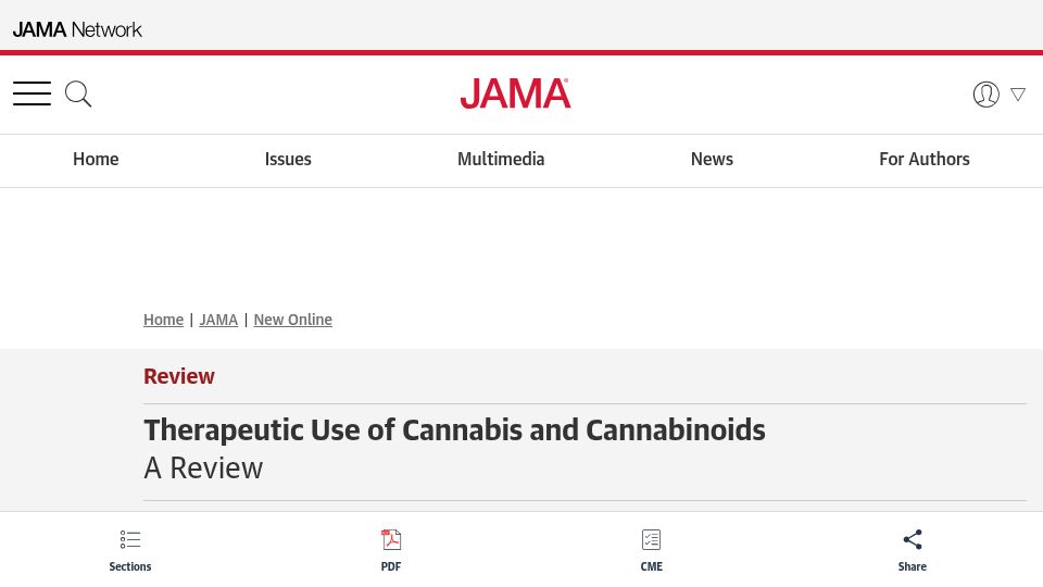 Screenshot of jamanetwork.com: Therapeutic use of cannabis and cannabinoids: A review