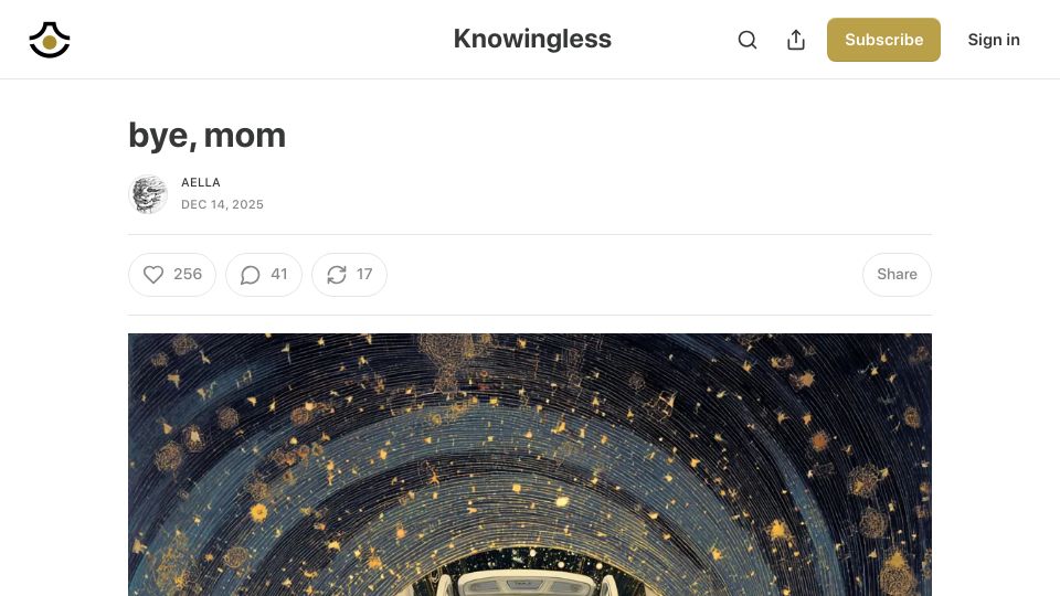 Screenshot of aella.substack.com: Bye, Mom