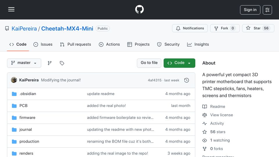 Screenshot of github.com: Show HN: I designed my own 3D printer motherboard