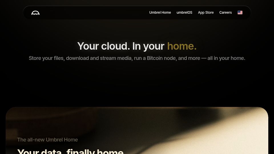 Screenshot of umbrel.com: Umbrel – Personal Cloud