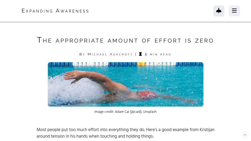 Screenshot of expandingawareness.org: The appropriate amount of effort is zero